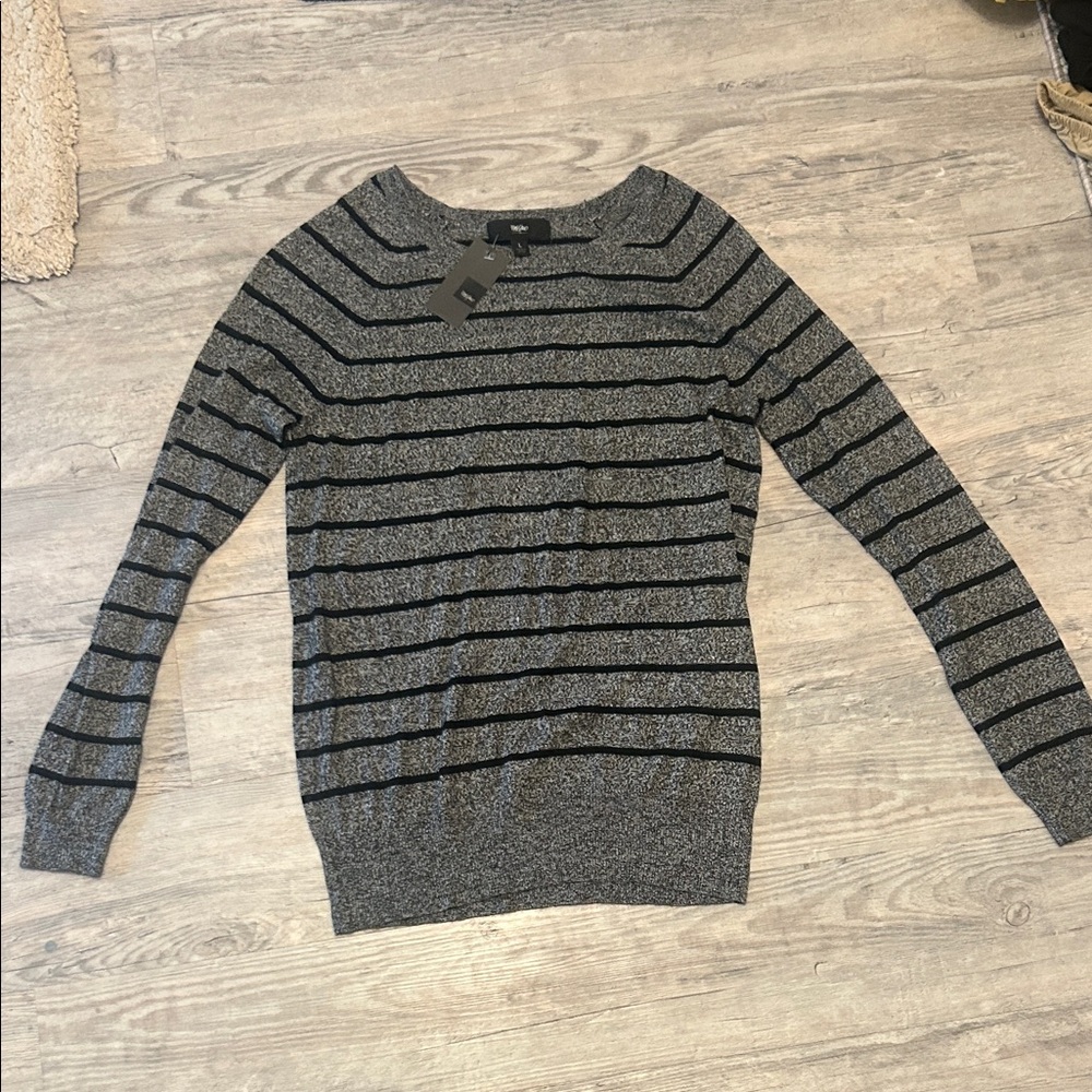 Mossimo Supply Co. Gray and Black Striped Crewneck Sweater